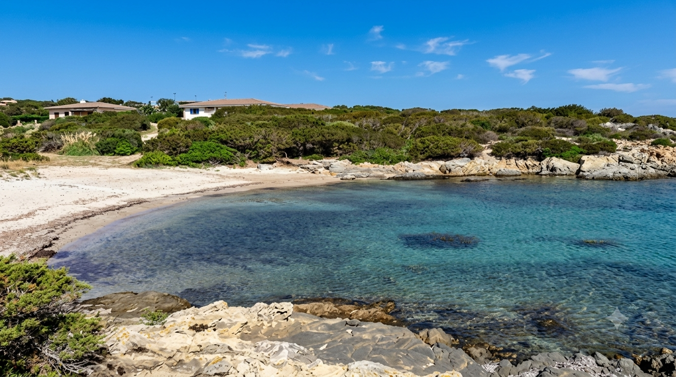 Punta Negra, Stintino — cala riparata di sabbia chiara con acqua turchese e macchia mediterranea