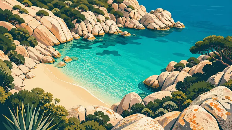Cala d'Ostia — illustrazione categoria: Cala di sabbia tra le rocce