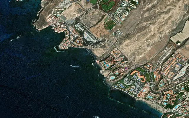 Satellite view of the coast around the beach