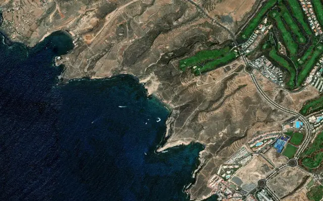 Satellite view of the coast around the beach