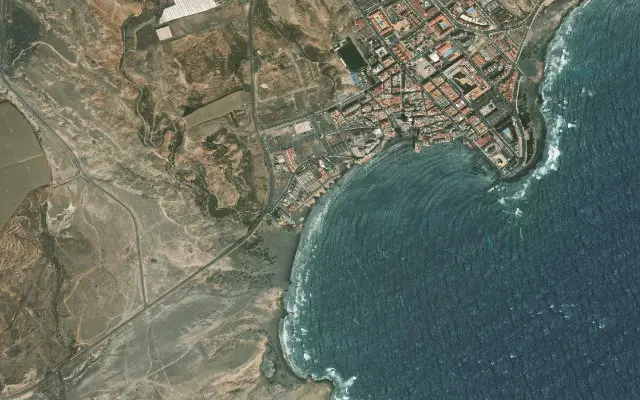 Satellite view of the coast around the beach