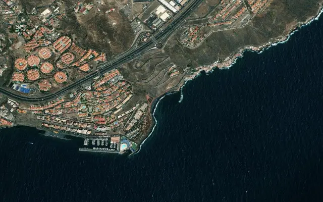 Satellite view of the coast around the beach